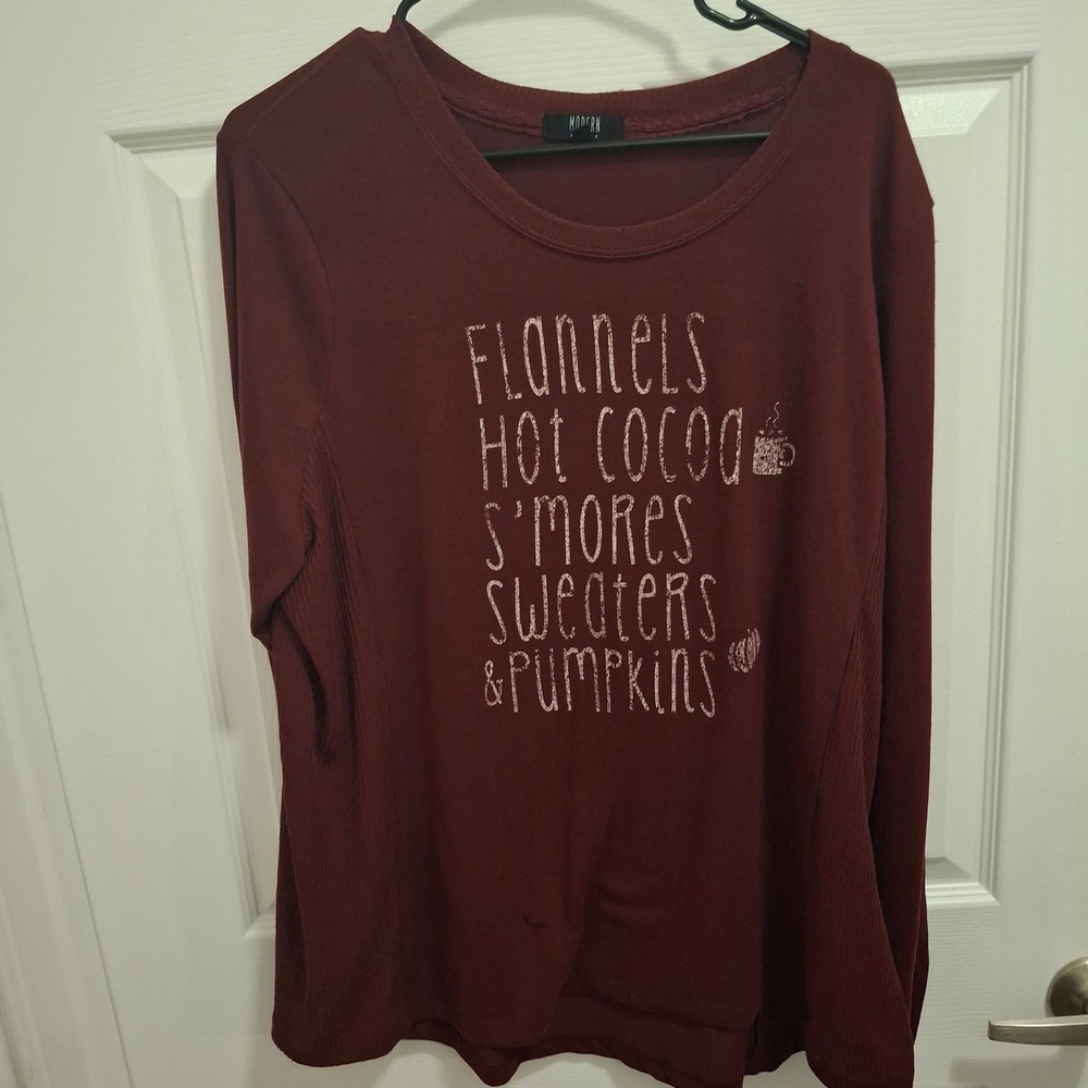 3/$15 Modern Canvas XXL Fall‎ Vibes Long Sleeve Top Flannels Cocoa Sweaters